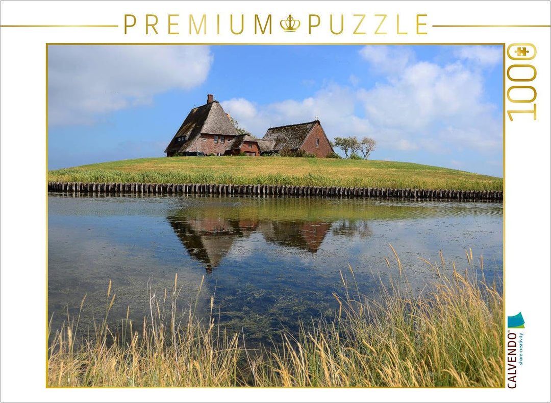 CALVENDO Puzzle Kirchwarft auf Hallig Hooge 1000 Teile Lege-Grösse 64 x 48 cm Foto-Puzzle Bild von S