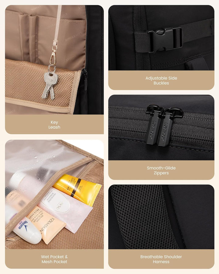 LOVEVOOK Handgepäck Rucksack Flugzeug, 40L Gross Reiserucksack Herren Damen Laptop Rucksack 17 Zoll,