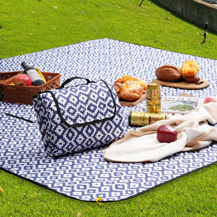 Oak & Tea Picknickdecke Wasserdicht Gross Faltbar Strandmatte Campingdecke 200 X 200 cm mit 4 Ecksch