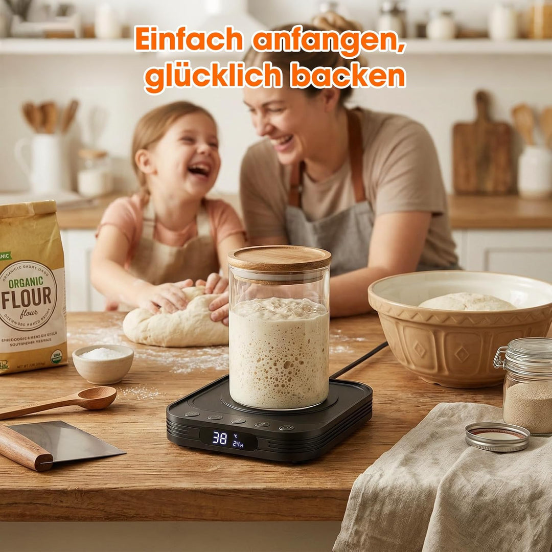 MQUPIN Sauerteig Starter Wärmer, 21-38°C Präzise 1°C Thermostat Sauerteigwärmer, Warmhalteplatte für