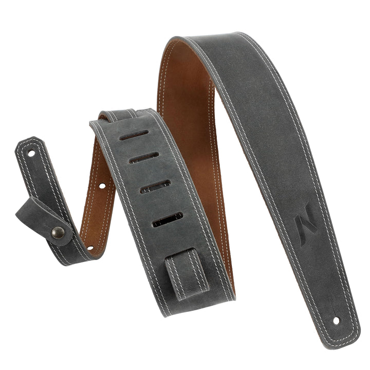 Nefelibata Gitarrengurt, 2,5" breiter Gitarrengurt aus Vollnarbenleder mit Schaumstoffpolsterung und