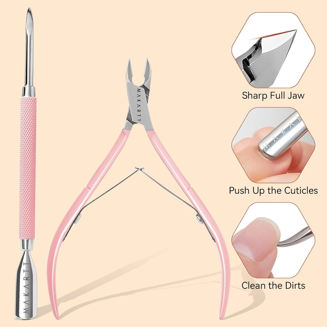 Makartt Nagelhautentferner Set, Cuticle Remover, Nagelfeilen Set, Nagelpflegeöl Set mit Nagelhauttri