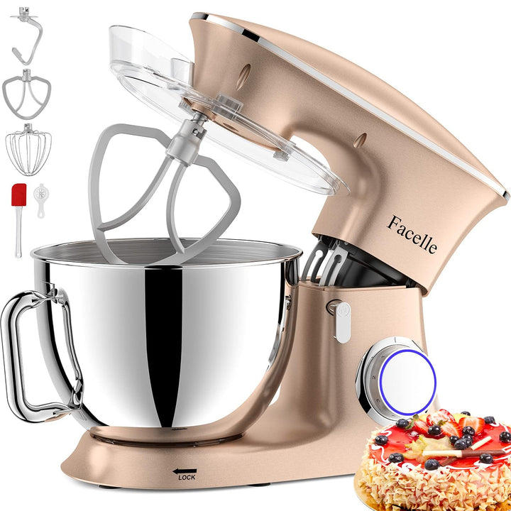 Küchenmaschine, Facelle 8,5 L Teigknetmaschine, 6+1 Geschwindigkeit Teigmaschine,1500W Rührmaschine