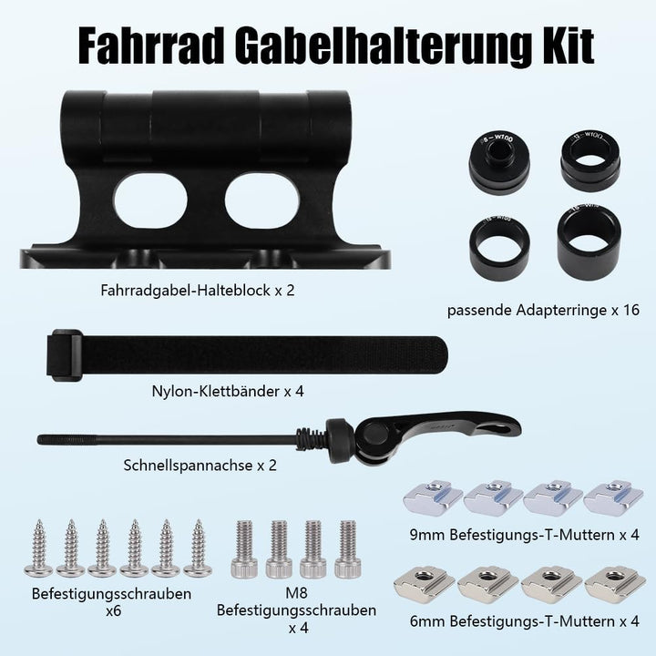 2 Stück Fahrrad Dachträger Gabelhalterung, Aluminiumlegierung Gabelhalterung Steckachse, Fahrrad Vor