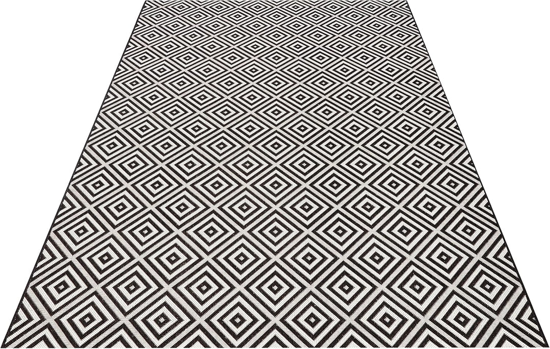 NORTHRUGS In- und Outdoor Teppich Karo 80x150cm - Wetterfest Modern Geometrisches Muster Kariert All