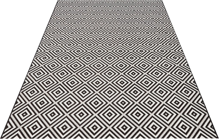 NORTHRUGS In- und Outdoor Teppich Karo 80x150cm - Wetterfest Modern Geometrisches Muster Kariert All