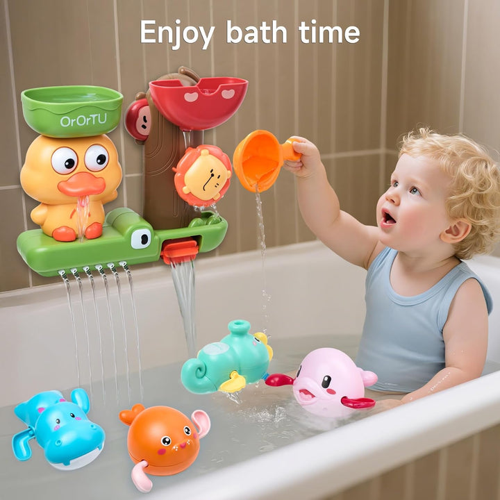 OR OR TU Baby Badespielzeug, Wassermühle Drehendes Wasserspielzeug mit Saugnäpfen, Aufziehendes Bade