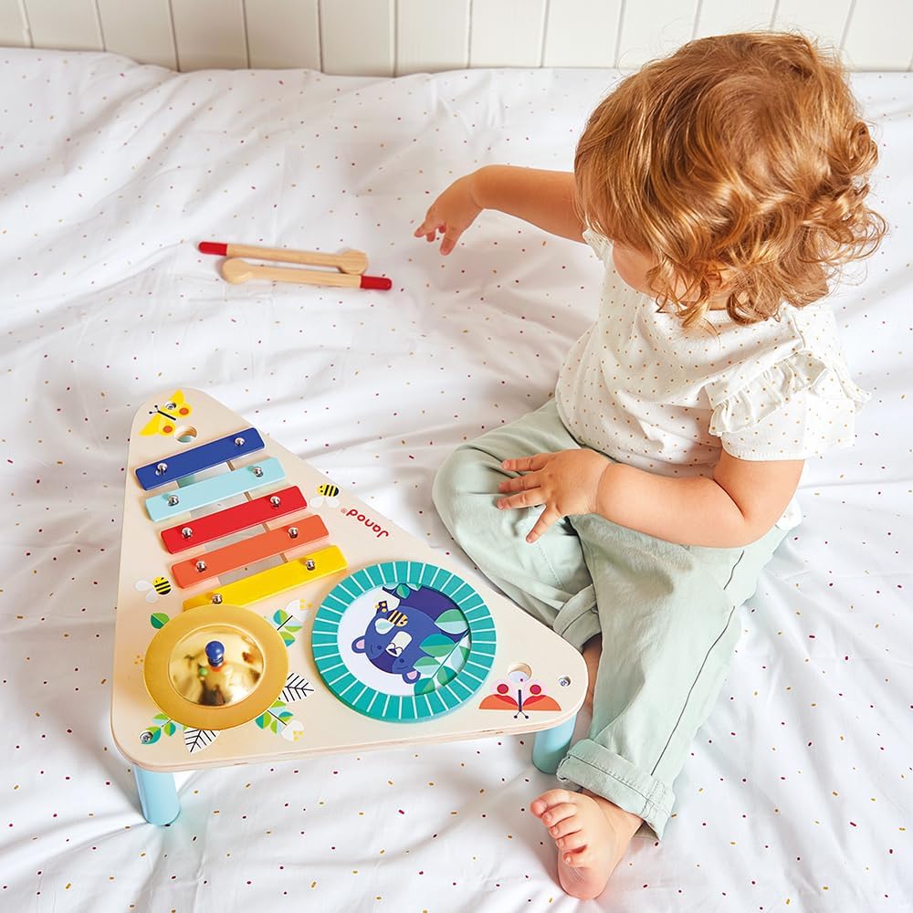 Janod - Gioia Musiktisch aus Holz 3 Kinderinstrumente - Rollenspiel und Musikalische Früherziehung -