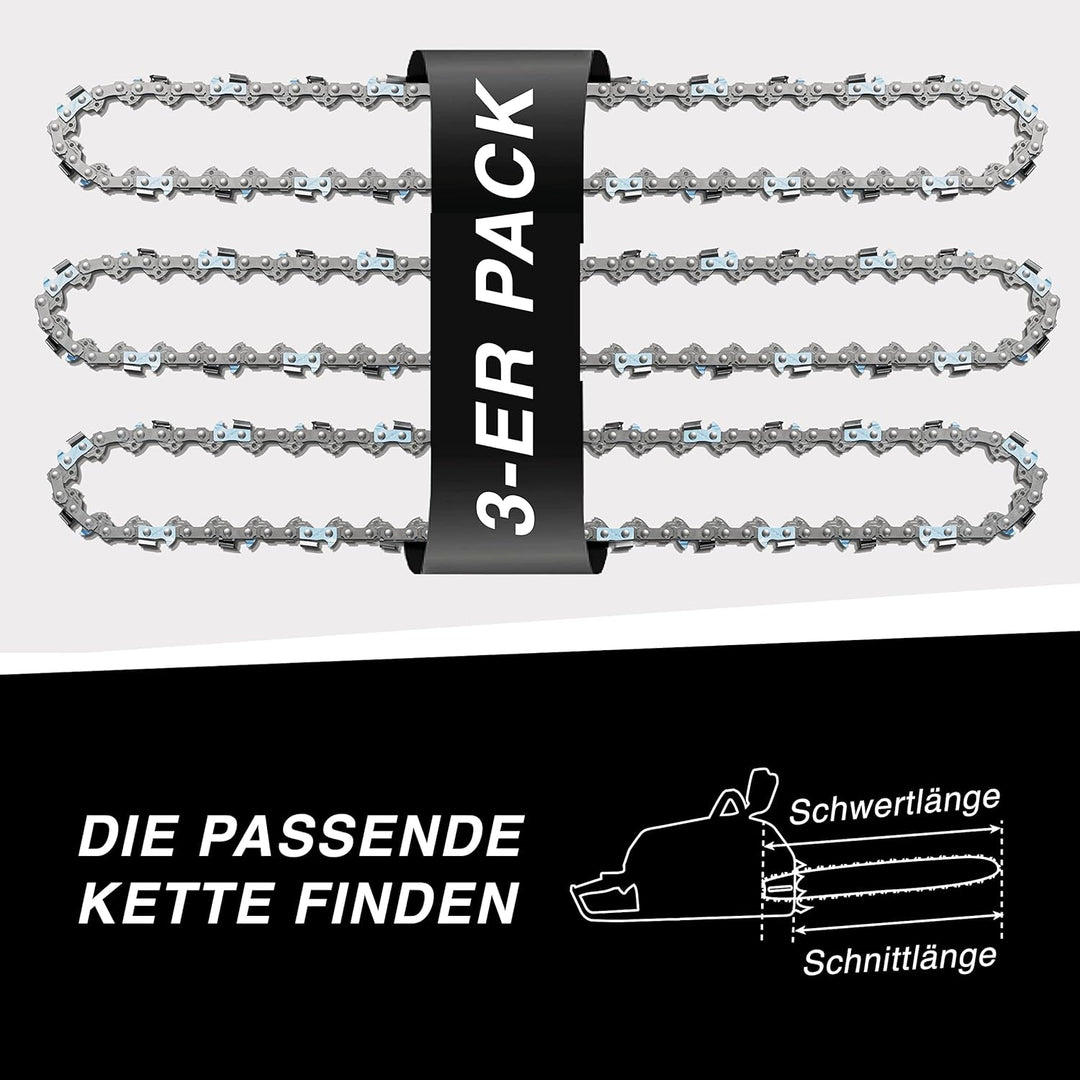 3 tallox Sägeketten 3/8" 1,3 mm 56 TG 40 cm Schnittlänge kompatibel mit Oregon Dolmar Einhell Makita