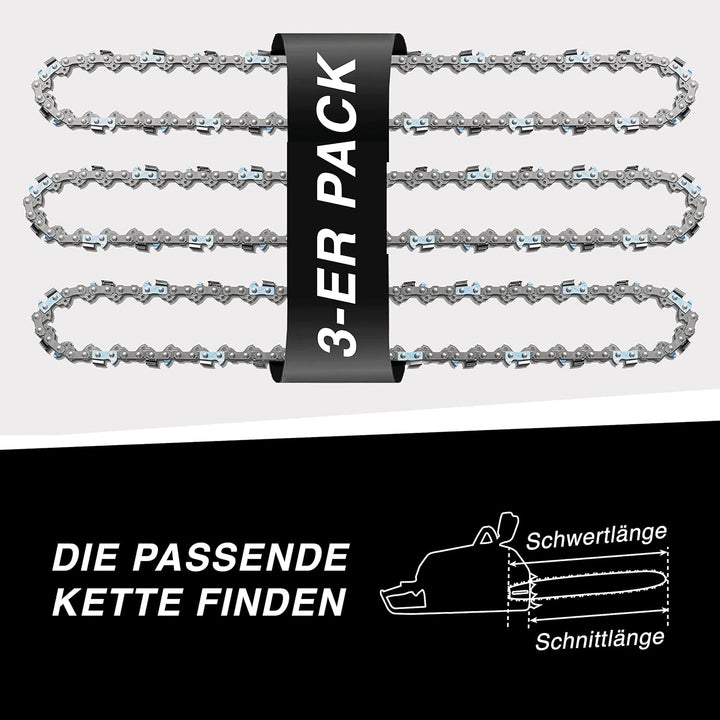 3 tallox Sägeketten 3/8" 1,3 mm 56 TG 40 cm Schnittlänge kompatibel mit Oregon Dolmar Einhell Makita