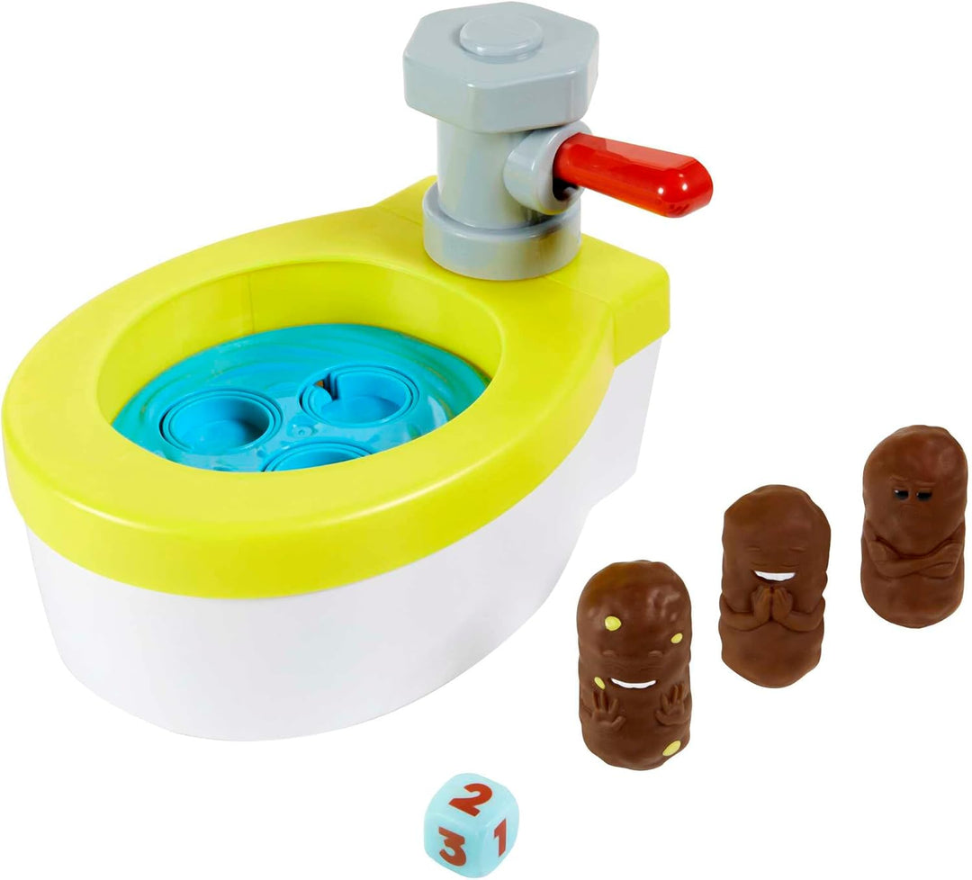 Mattel Games Kacka Alarm Spiel, Voll Verstopft, Geschicklichkeitsspiel mit Toilette und Mister Kacka