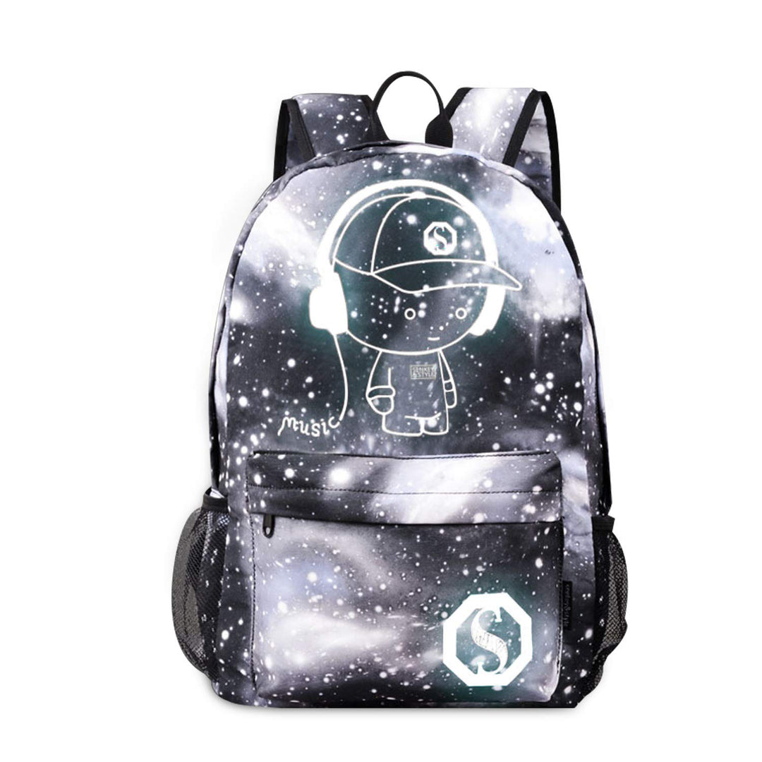 FANDARE Schulrucksack Galaxy Leuchtend Schultasche Junge Mädchen Rucksäcke Schulranzen mit USB Teena