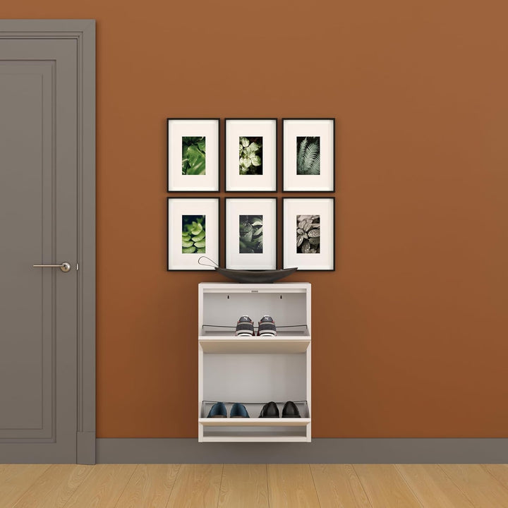 furni24 Schuhschrank Schmal – Platzsparender Metall-Schrank mit Magnetklappen, Platz für 4-6 Paar Sc