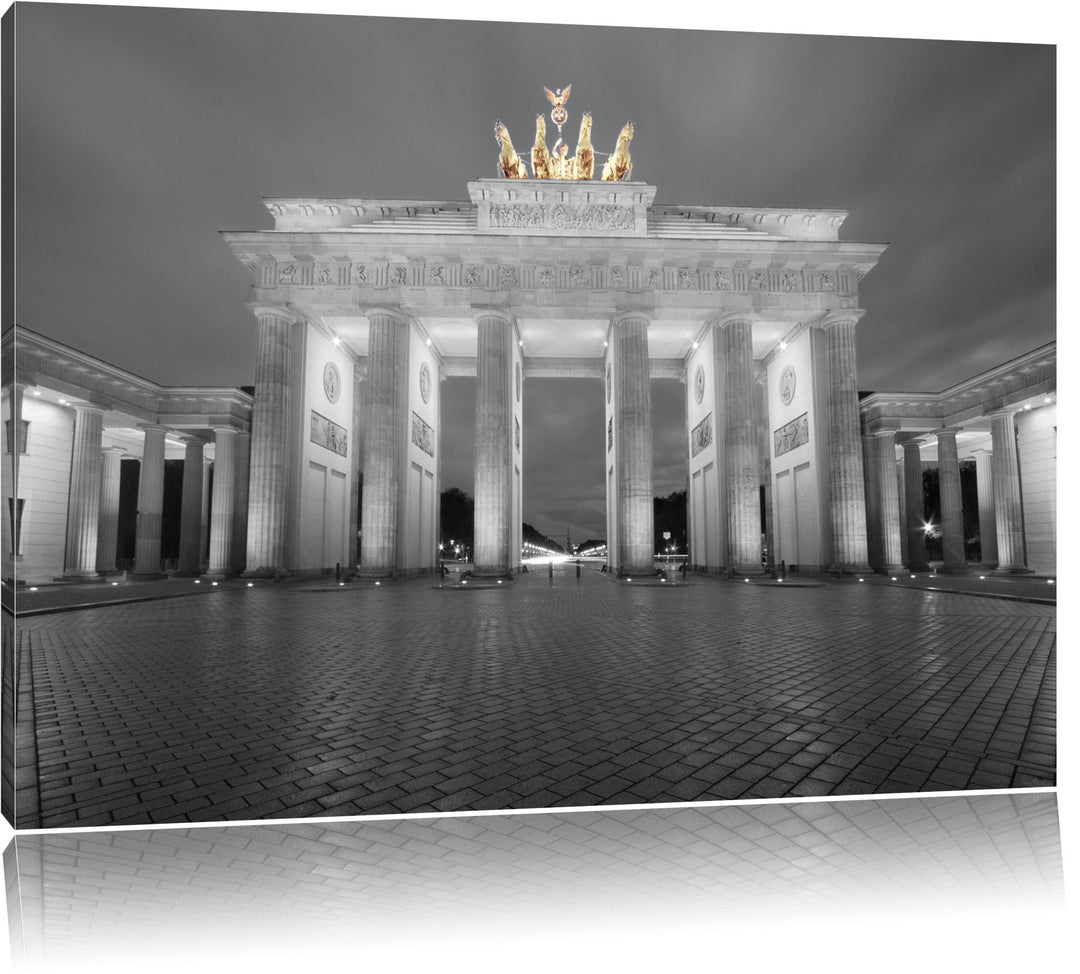 schönes Brandenburger Tor schwarz/weiss Format: 100x70 auf Leinwand, XXL riesige Bilder fertig gerah
