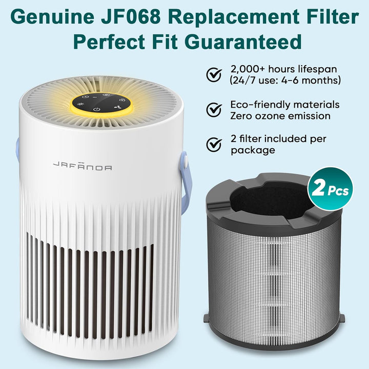 Jafända 2er-Pack JF068 Ersatzfilter für Luftreiniger, 3-in-1-Vorfilter, echter HEPA-Filter und Aktiv