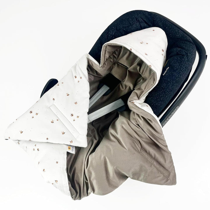 BABEES© Wattierte Velvet Winter Einschlagdecke mit Füllung für Babyschale Autositz, Universal,Baby D