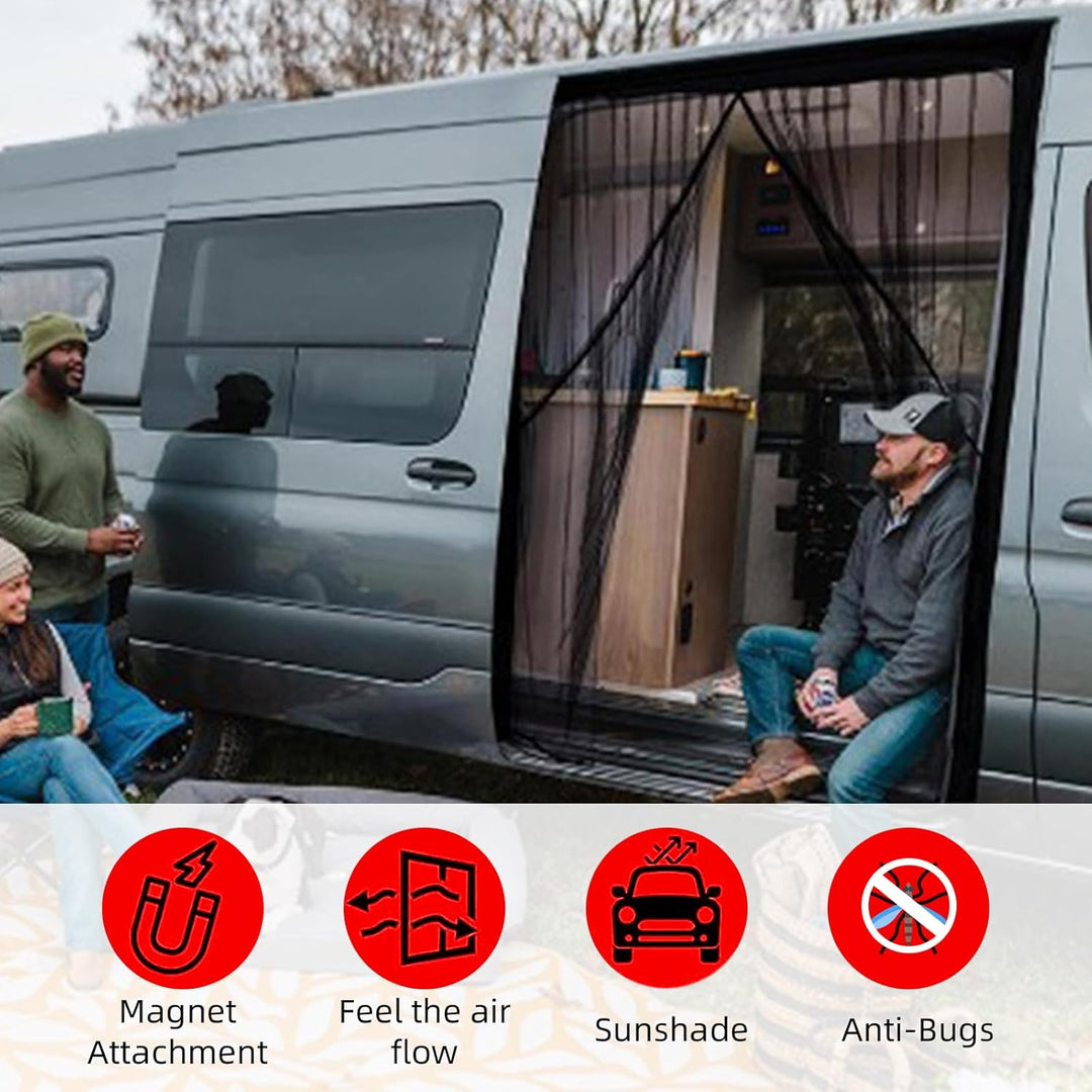 Moskitonetz Auto Hintertür Kompatibel für VW T5 T6, Magnetisch Mitte Reissverschluss Fliegengitter,