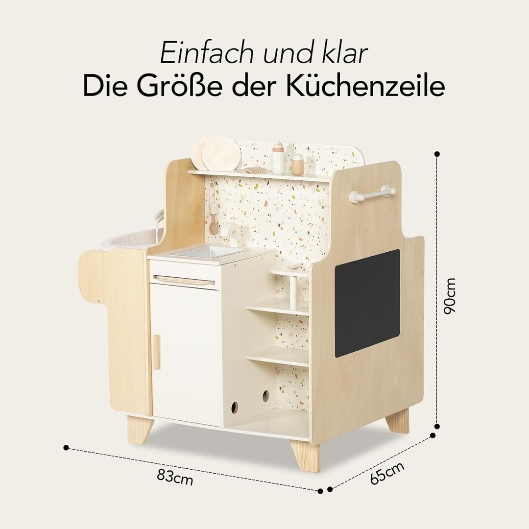 Holz-Babybettchen, 4-in-1-Holzspielset zur Babypflege mit Wiege, Montessori-Rollenspielzeug für Kind