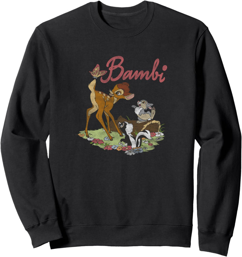 Disney Bambi Group Shot Butterfly On Tail Distressed Sweatshirt