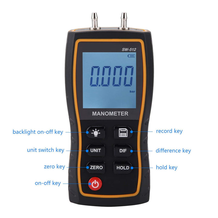 SW-512B Differenzdruckmessgeräte Hochpräzises HLK-Gasdruckprüfgerät Digitalanzeige Manometer Handluf