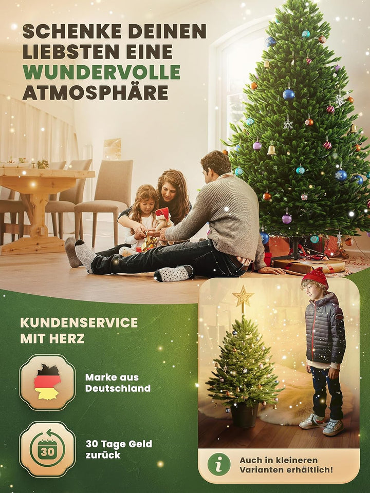 Weihnachtsbaum künstlich [100% Spritzguss] - Naturgetreuer Tannenbaum mit Stabiler Spitze | Premium