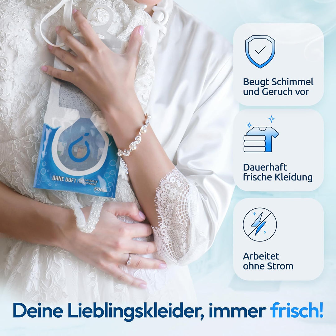 PEARWAY 10x Schrank Entfeuchter 500ml ohne Duft I Feuchtigkeits Beutel I Entfeuchter Schrank I Moist