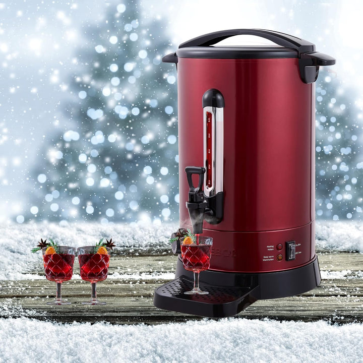 Arebos Glühweinkocher 950 W | Heissgetränkespender | 8,8 L | mit Auffangschale, Auslasshahn, Thermos