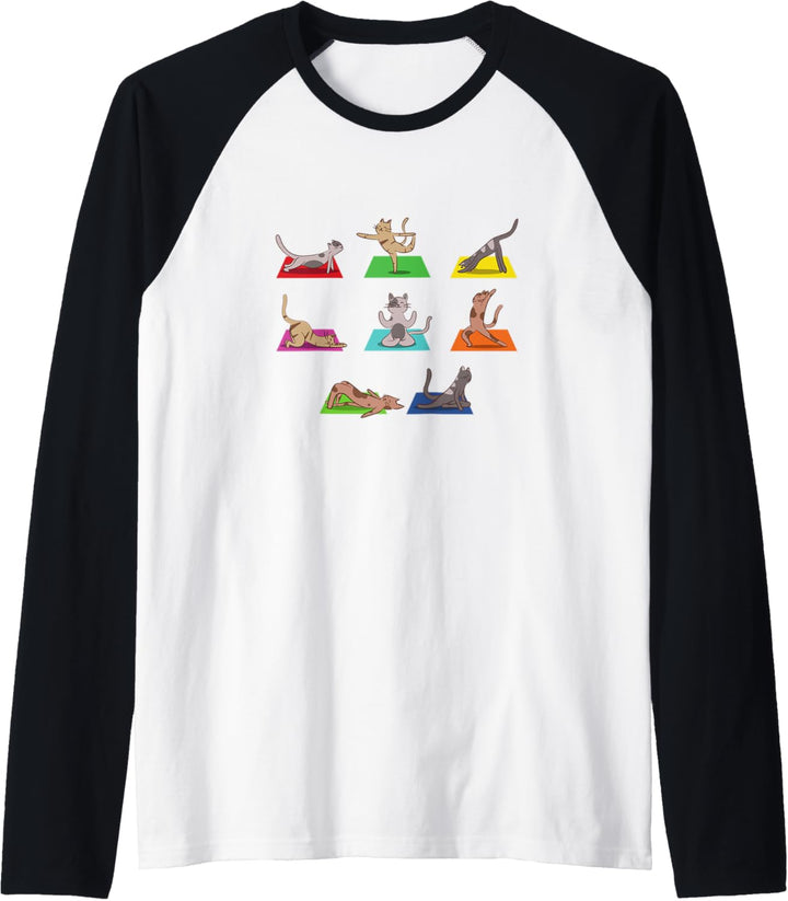 Katzen Yoga Outfit Damen Meditation Namaste Zen Deko Om Cat Raglan