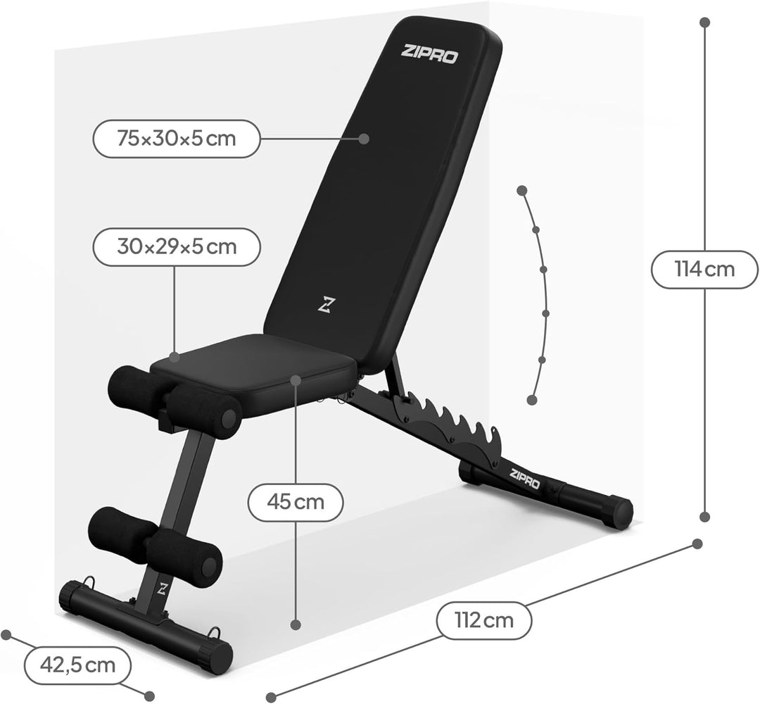 Zipro klappbare Trainingsbank, Bankdrücken, Fitnessbank, Multifunktion Sit up bank, Fitnessgeräte, F