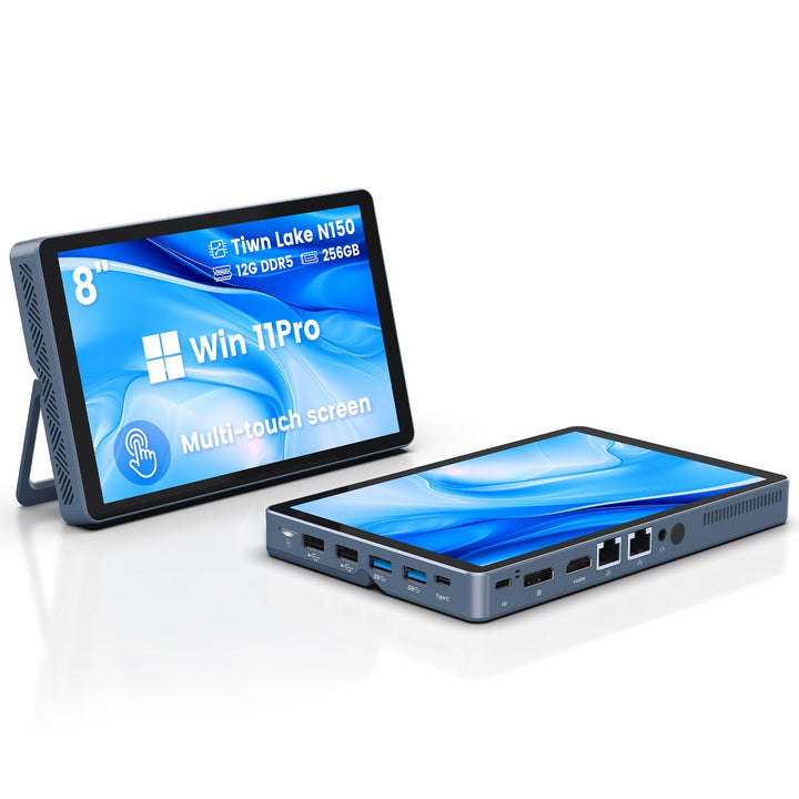 Mini PC N150 (bis zu 3,6 GHz), Micro Desktop Computer 12 GB DDR5 RAM, M.2 SSD Mini-PC mit 8-Zoll-Tou