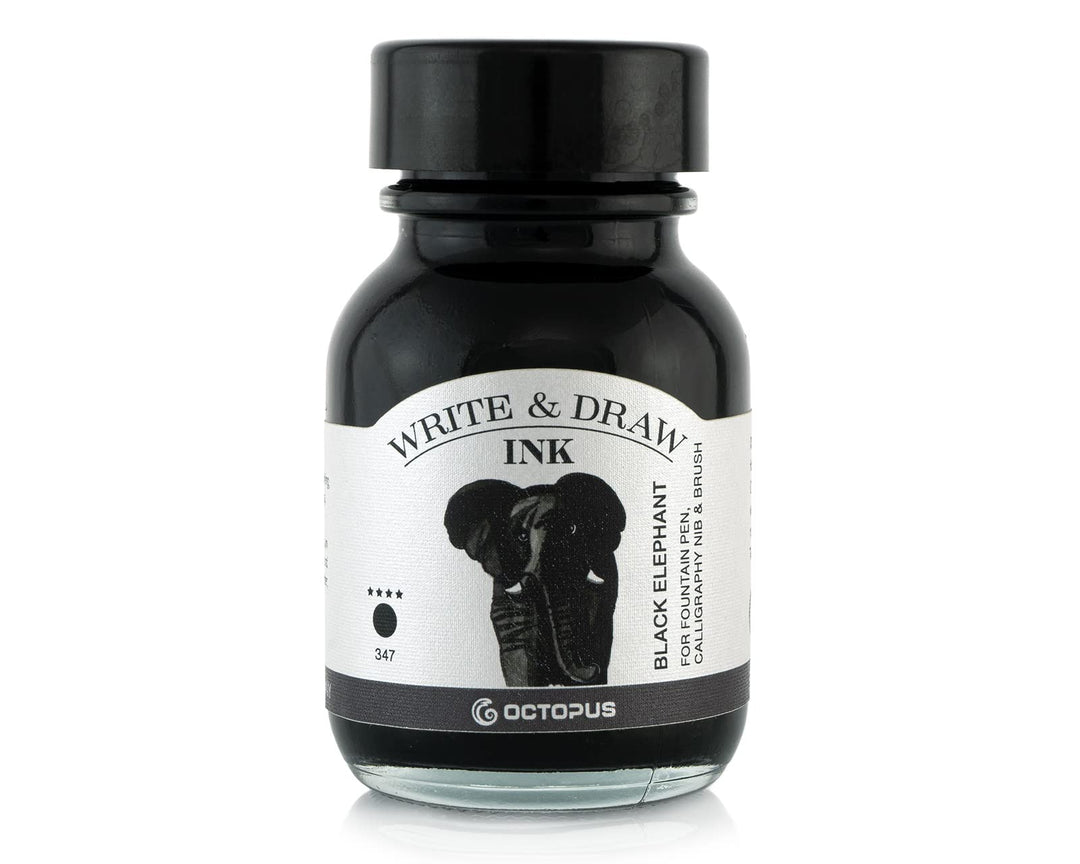 Octopus Write and Draw Ink 347 Black Elephant, wasserfeste Tinte zum Schreiben und Zeichnen, Kalligr