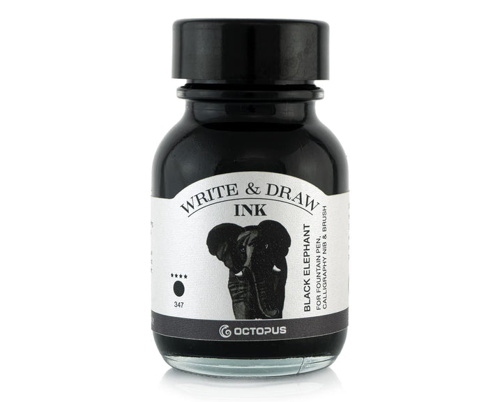 Octopus Write and Draw Ink 347 Black Elephant, wasserfeste Tinte zum Schreiben und Zeichnen, Kalligr