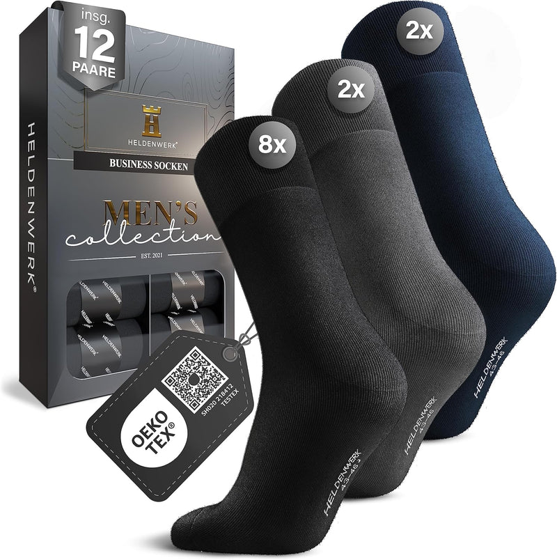 HELDENWERK 12er Pack Socken Herren I Herrensocken mit atmungsaktiver Baumwolle ohne drückende Naht I