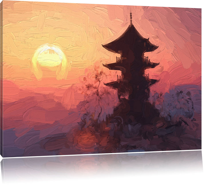Pixxprint Buddhistischer Tempel in Asien als Leinwandbild/Grösse: 100x70 cm/Wandbild/Kunstdruck/fert
