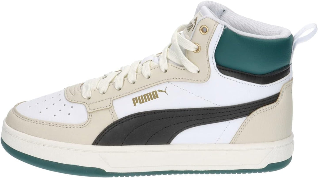 PUMA Unisex Kinder Caven 2.0 Mid Jr Sneaker 37.5 EU Puma White Puma Black Alpine Snow Malachite Gold