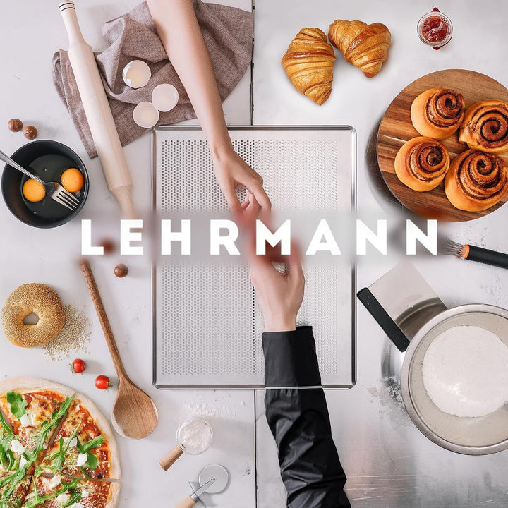 LEHRMANN Lochblech 45,5 x 37,5 cm Backblech Kuchenblech Baguetteblech Pizzablech für Backofen Bosch