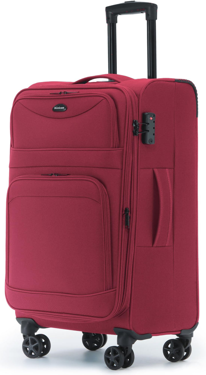 Stoffkoffer erweiterbar mit Frontfächern,15% Extra-Volumen, TSA-Schloss, 360° Doppelrollen & verdeck