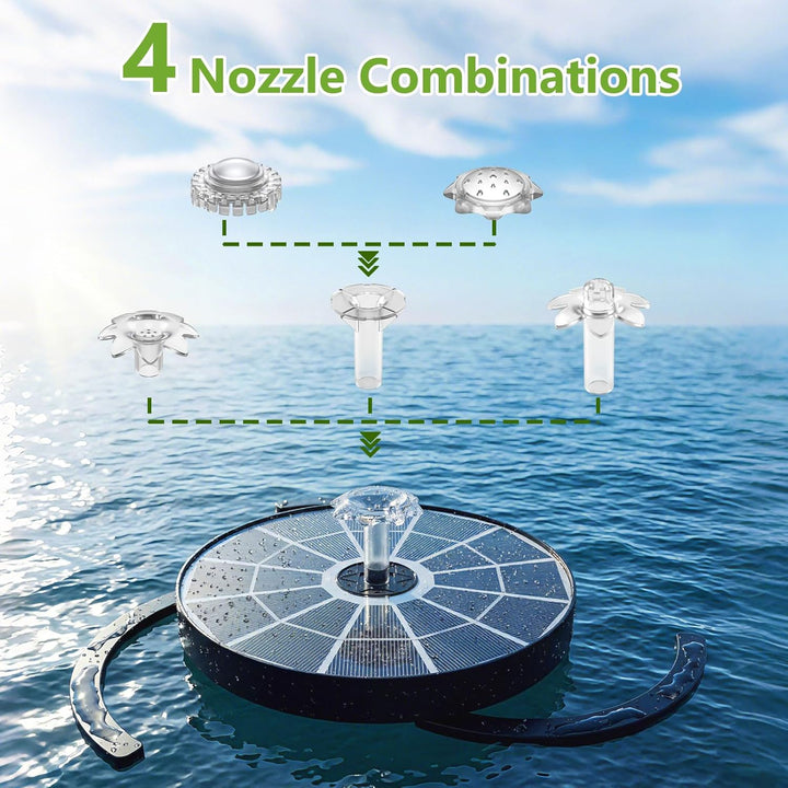 AISITIN Solar Springbrunnen für Aussen Upgraded,3,7W Solarbrunnen für Draussen mit 4 Sprüh Effekten,