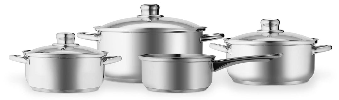 LEVELONE Topfset 4-teilig Induktion Edelstahl poliert induktionsgeeignet Kochtopfset mit Glasdeckel