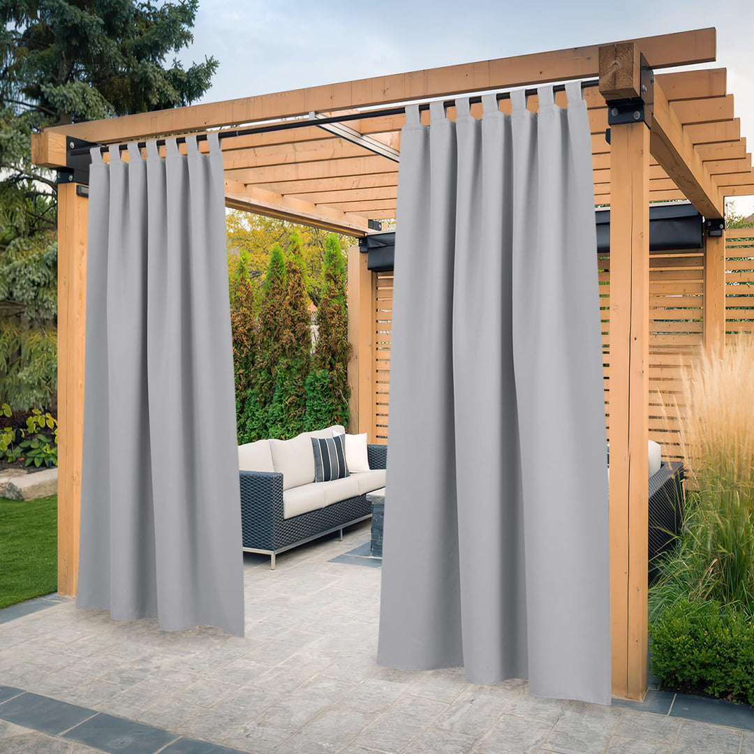 PONY DANCE Outdoorvorhang Wetterfest 2er Set Pavillon Vorhänge Outdoor | H213 x B132cm, Sibergrau, m