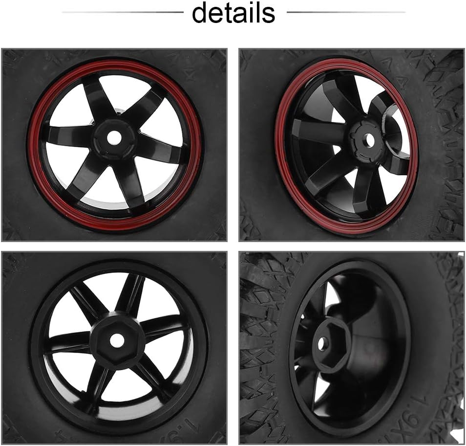 Dilwe RC Auto Reifen, 4 Stück Rad Reifen 6 Löcher Gummi Reifen mit Naben für 1/10 Skala RC Crawler O
