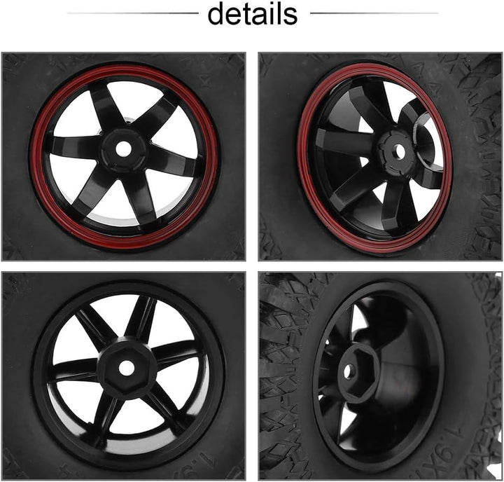 Dilwe RC Auto Reifen, 4 Stück Rad Reifen 6 Löcher Gummi Reifen mit Naben für 1/10 Skala RC Crawler O