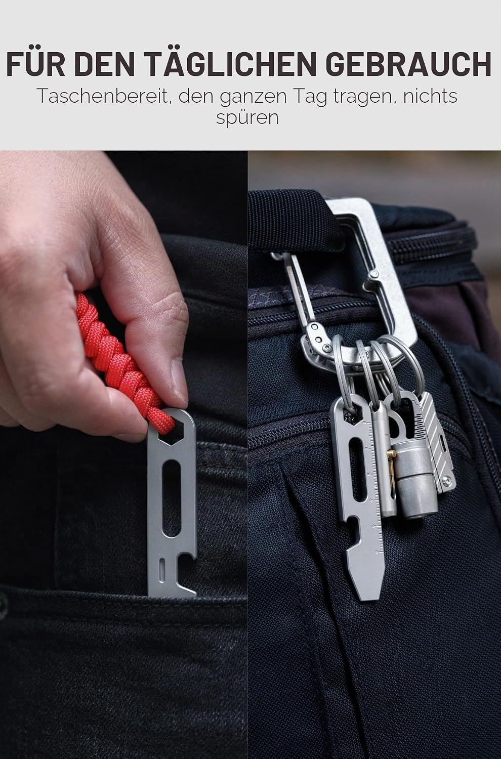 KEEPO LINK Titan EDC Brecheisen Multitool, 4-in-1 Hebelwerkzeug mit Flaschenöffner, Sechskantschlüss