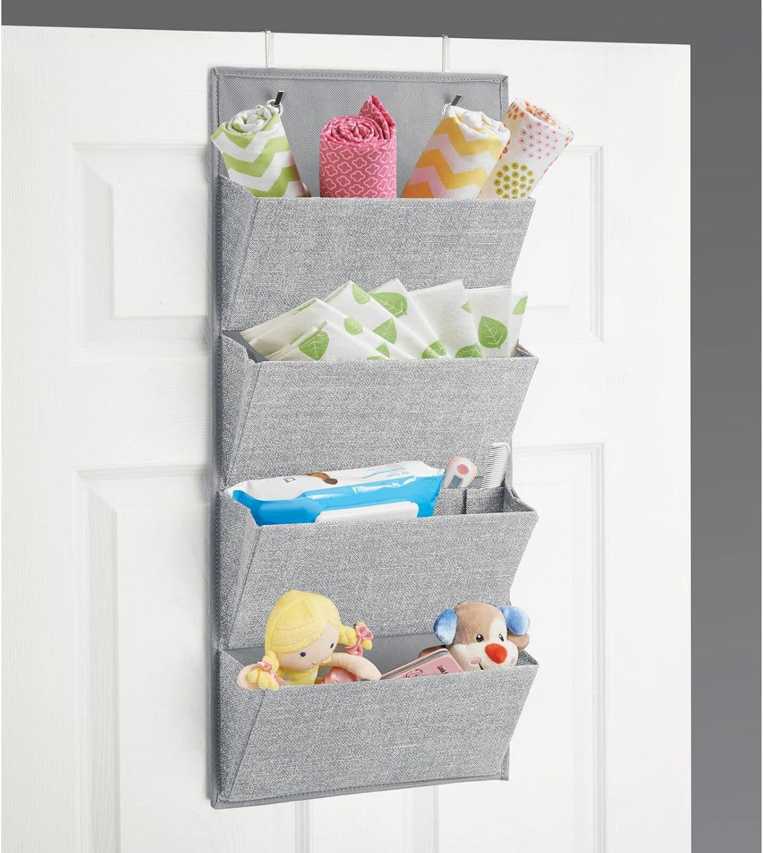 mDesign Schrank - Organizer aus Stoff zur Wandmontage oder Hängen über die Tür für Handtaschen, Spie