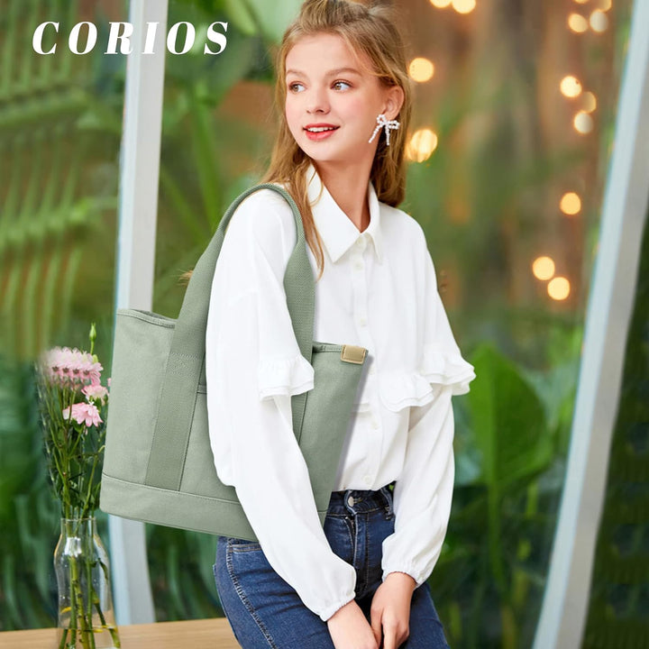 CORIOS Damen Henkeltaschen Canvas Tragetasche Grosse Kapazität Handtasche Multifunktionale Schultert