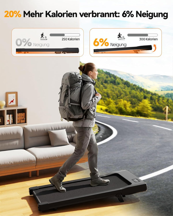 Walking Pad mit Steigung 6% Lacuffy, Laufband für Zuhause 6km/h & 12km/h mit Fernbedienung und App,