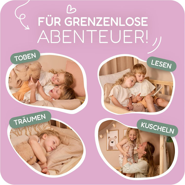 Hausbett Himmel – Aus weichem Musselin in 7 Farben – 100% Bio-Baumwolle – Traumhafte Hausbett Deko &