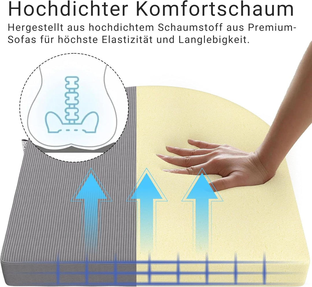 Stuhlkissen 45x45x5cm (2er-Set) Hellgrau - Hochdichter Schaumstoff Indoor/Outdoor für Küche, Esszimm