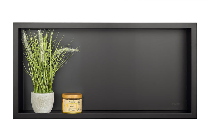 Balneo Wall-Box ONE Black Edelstahl Duschnische 60x30x10 cm, schwarz wandnische dusche, wasserdicht,
