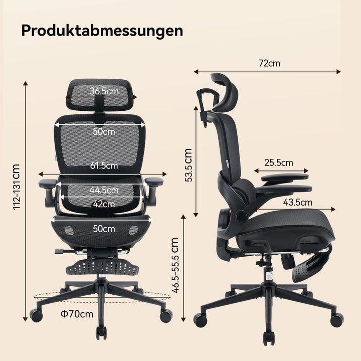 SIHOO Ergonomischer Bürostuhl, Schreibtischstuhl mit Dynamischer Lordosenstütze, Breiter Kopfstütze